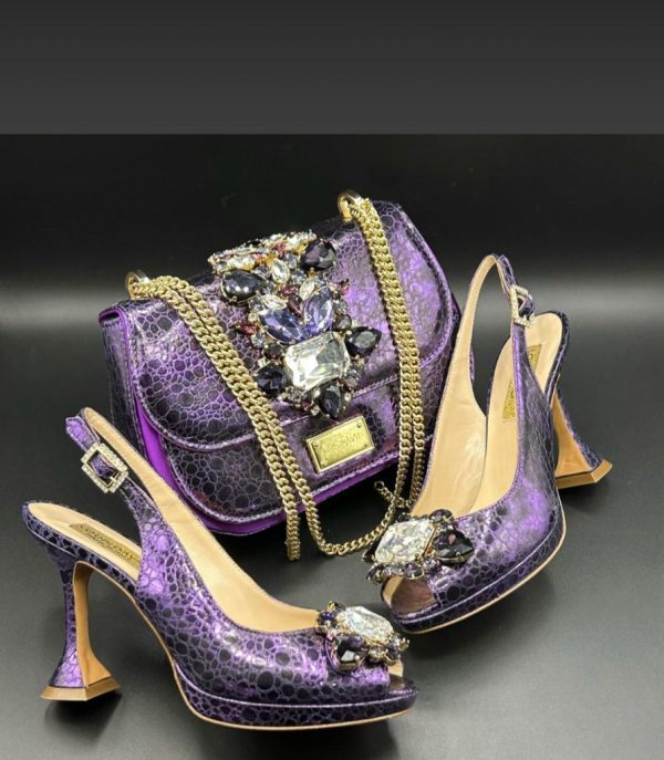 Luxury Italian Shoe & Bag - purple
