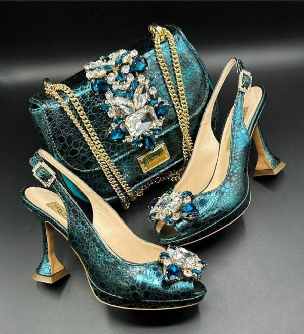 Luxury Italian Shoe & Bag - Emerald Green