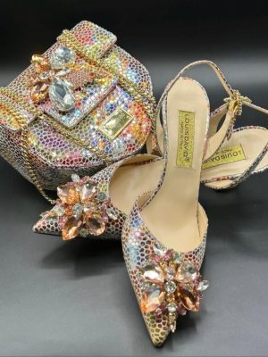 Luxury Italian Shoe & Bag - silver