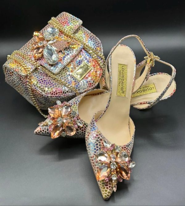 Luxury Italian Shoe & Bag - silver