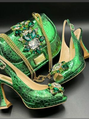 Luxury Italian Shoe & Bag - green