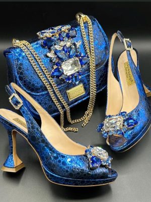 Luxury Italian Shoe & Bag - blue