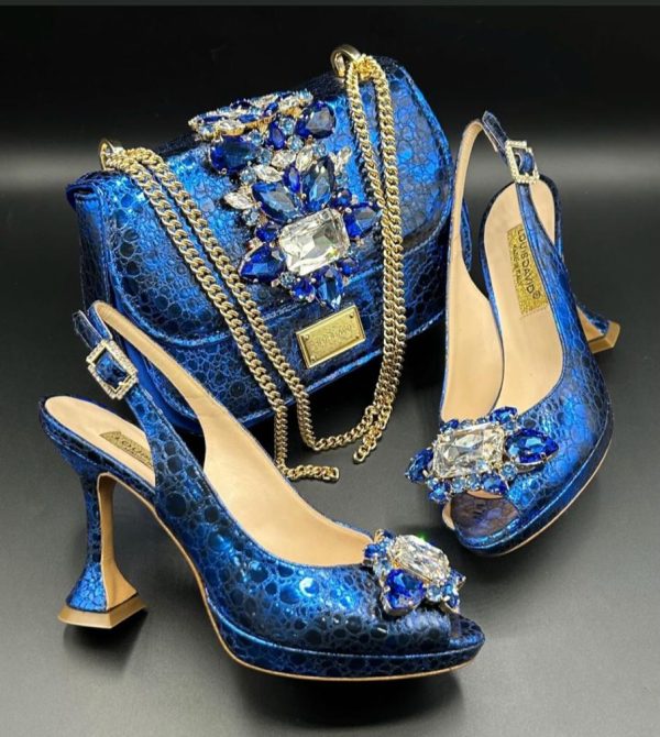 Luxury Italian Shoe & Bag - blue