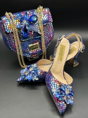 Luxury Italian Shoe & Bag - Blue and Wine