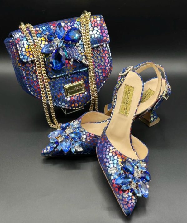 Luxury Italian Shoe & Bag - Blue and Wine