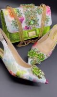 Luxury Italian Shoe & Bag - Leon green and white