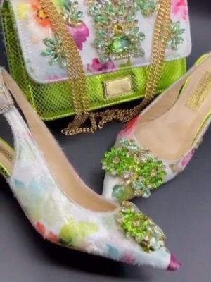 Luxury Italian Shoe & Bag - Leon green and white