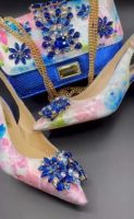 Luxury Italian Shoe & Bag - Deep Blue and white