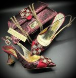 Luxury Italian Shoe & Bag - Maroon/wine