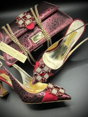 Luxury Italian Shoe & Bag - Maroon/wine