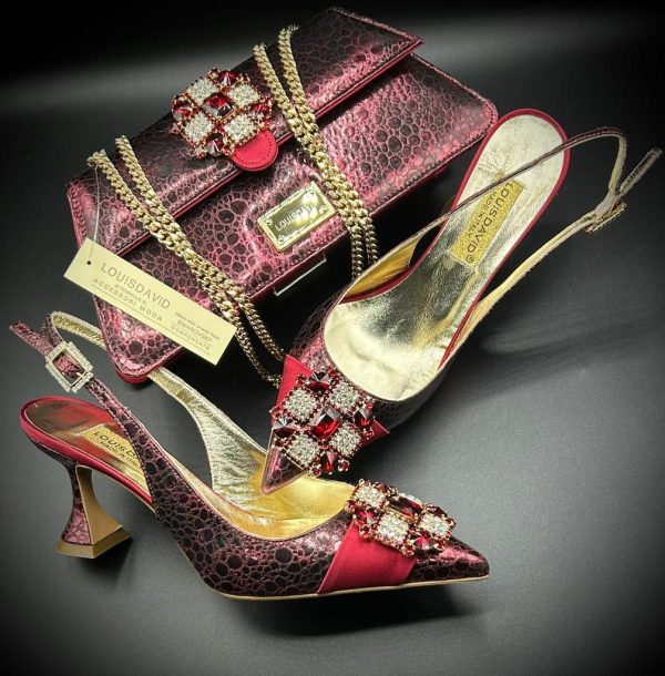 Luxury Italian Shoe & Bag - Maroon/wine